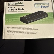Plugable 7 Port USB 3.0 Hub with Dual Charging Ports SUPER SPEED 5 Gbps New picture