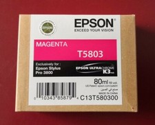 01-2024 New In Box Genuine Epson Pro 3800 Magenta 80ml K3 Ink T5803 T580300 picture
