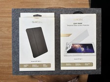Alcatel JOY TAB 2 Black Leather Folio + Glass Screen Protector By Quickcell picture