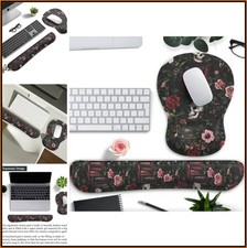 Gothic Skull Rose Mouse Pad Wrist Rest Set Ergonomic Memory Foam Non-Slip picture