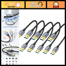 Short USB A Male to Male Cable 1FT 5-Pack, Double-Sided Data Sync Charger picture