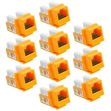 10x Cat5e RJ45 110 Punch Down Keystone Jack Network Ethernet Wall Plate Yellow picture