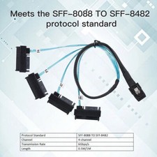 Internal 36 Pin Mini SAS SFF-8087 Host to 4 SFF-8482 SAS Disk and Power Cable picture