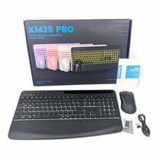 Sablute KM25 PRO Backlit Ergonomic Wireless/USB Keyboard & Mouse Combo, Black picture
