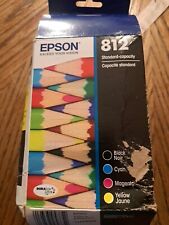 4 PACK Genuine Epson 812 Ink Black Cyan Magenta Yellow T812120-BCS EXP. 04/2026 picture