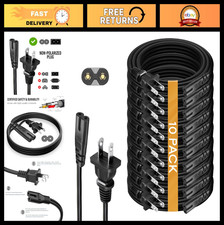 15ft TV Power Cord 10 Pack - Universal 2 Prong Replacement Cable for LED LCD TVs picture