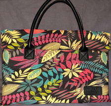 Kinmac Canvas Briefcase Laptop Bag Leaf Print Multicolor Padded Zipper picture