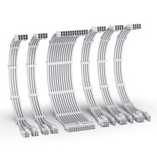 16AWG PSU Extension Kit 300MM 24Pin 2xEPS 3xPCIe Sleeved Cable All White PC picture