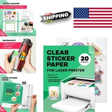 Biodegradable Clear Sticker Paper 20 Sheets 8.5 x 11 Inch Durable for Crafting picture