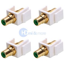 4x RCA Jack Green Audio Video for Keystone Wall Plate Insert White Modular picture