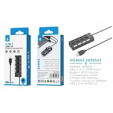 USB to 4-Port USB 2.0 Hub Adapter with ON/OFF Switch – Durable ABS Design picture