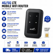 AUSHA 4G LTE Mobile WiFi Hotspot Router Portable SIM Slot 150Mbps 2100mAh Batt. picture