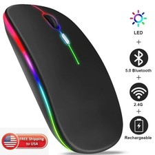 RGB Bluetooth Wireless Mouse Rechargeable Ergonomic USB for PC Laptop iPad picture