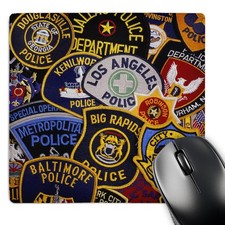 3dRose US Police Shoulder Badges David R. Frazier 8x8 Inch Mouse Pad picture