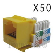50x Pack Lot CAT6 Network RJ45 Port 110 Punch Down Keystone Snap-In Jack Yellow picture