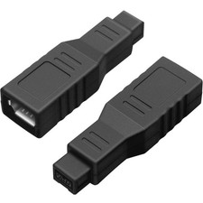 FireWire 400 to 800 Adapter Converter 2-Pack | IEEE 1394a 6-Pin to 9-Pin Male Bl picture