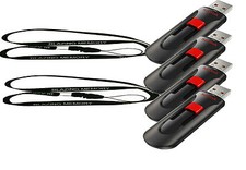 Lot of 4 SanDisk 64GB Cruzer GLIDE USB Pen Flash Drive +2 Lanyards 256GB total picture