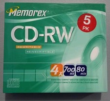 Memorex CD-RW Rewritable Discs - 5 Pack (New/Sealed) picture