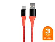 Monoprice USB 2.0 C to A Cable 1.5ft/3ft/6ft Red (3 Pack) Data Sync Charger Cord picture