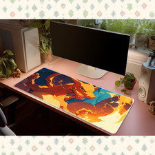 Pokemon Charizard Fire Desk Mat Mouse Pad Orange Anime Gaming Large Extended picture