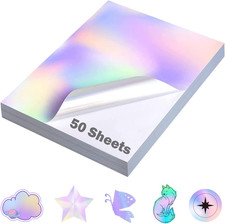 50 Sheets Holographic Sticker Paper 8.5 X11 Inch for Inkjet Printer & Laser Prin picture