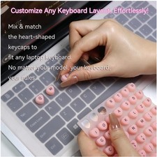Heart-Shaped Keyboard Stickers - 15-17 Inch Laptops, HotPink picture