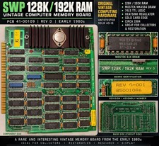 Vintage SWP 128K/192K RAM Memory Board 41-00109 Early 1980s Computer PCB picture