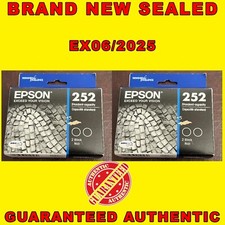Epson 252 Standard Capacity Black Ink Cartridges EX06/2025 2PK AUTHENTIC picture