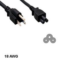 KNTK 15ft AC Power Cord NEMA 5-15P to IEC-60320 C5 18 AWG 10A 125V SVT Cable picture
