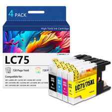 LC75 High Yield Ink Cartridge(4Pack-BK/C/M/Y) - Replacement for Brother LC71 Ink picture