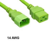 Green Color 6 feet 14AWG Power Cord IEC60320 C14 to C19 15A/250V SJT Server Data picture