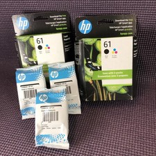 2 HP 61 Black Tri-Color Ink Cartridge Combo 2-Pack + 3 Tri Color Foil Packs 2026 picture