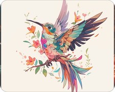 HummingBird Wild Life Flower Art Colorful  Art Mousepad 7 x 9 Art mouse pad picture
