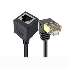 CAT 8 Ethernet Extension Cable,90 Degree Down Angle Male to Female RJ45 CAT8 ... picture
