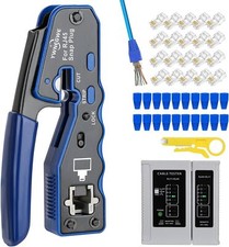 RJ45 Crimp Tool Kit Pass Thru Ethernet Crimper for Cat5E Cat6 Cat6A 8P8C Modular picture
