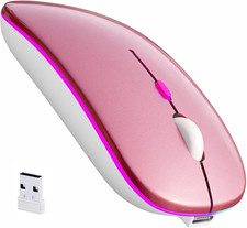 Rechargeable Wireless Mouse with 7-Color LED, Rosegold picture