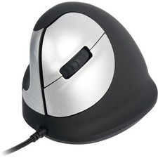R-Go Tools HE Vertical Wired 3400dpi Left Hand Mouse Left - Black, Silver picture