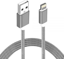 Astrotek 1m USB Lightning Data Sync Charger Grey White Color Cable for iPhone picture