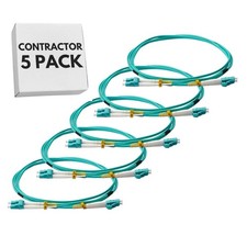 2M OM4 LC to LC Fiber Patch Cable Multimode Duplex Aqua 50/125 5-Pack picture