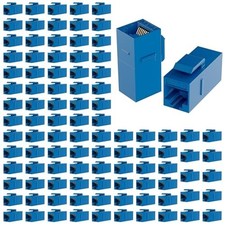 Cat6 RJ45 Keystone Coupler 100 Pack Blue Female-to-Female Ethernet Jack picture