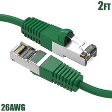 2FT Cat5E RJ45 Ethernet LAN Network FTP Shielded Patch Cable Pure Copper Green picture