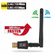 AC600 Mbps Dual Band 2.4/5Ghz Wireless USB WiFi Network Adapter w/Antenna 802.11 picture