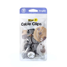 Wrap-It Cable Clips 10 Pack Gray Adhesive Backed Plastic Cord Organizer picture