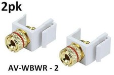 2pk Banana Keystone Jack w/Red Ring, Solder Type, for Wall Plates or Panels picture