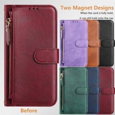 Flip Zipper Leather Wallet Cover Case For 17 16 15 14 13 12 11 Pro Max 17E 16E picture