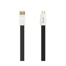 Reiko Flat Magnetic Gold Plated Micro USB Data Cable 0.7 Foot in Black | MaxStra picture