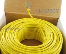 250ft Cat5e 350MHz UTP 24AWG solid pure copper, Riser Rated CMR Cable, Yellow picture