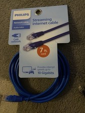 Phillips CAT6 Streaming Internet Cable 7ft Blue NEW picture