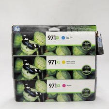 3 Pack OEM HP 971XL Ink Cartridges Cyan/Magenta/Yellow High Yield Exp 2018 READ picture