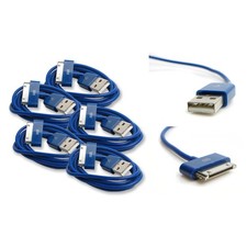 5X 10FT 30-PIN USB SYNC POWER CHARGER BLUE CABLE CONNECTOR IPHONE 4S IPOD IPAD picture